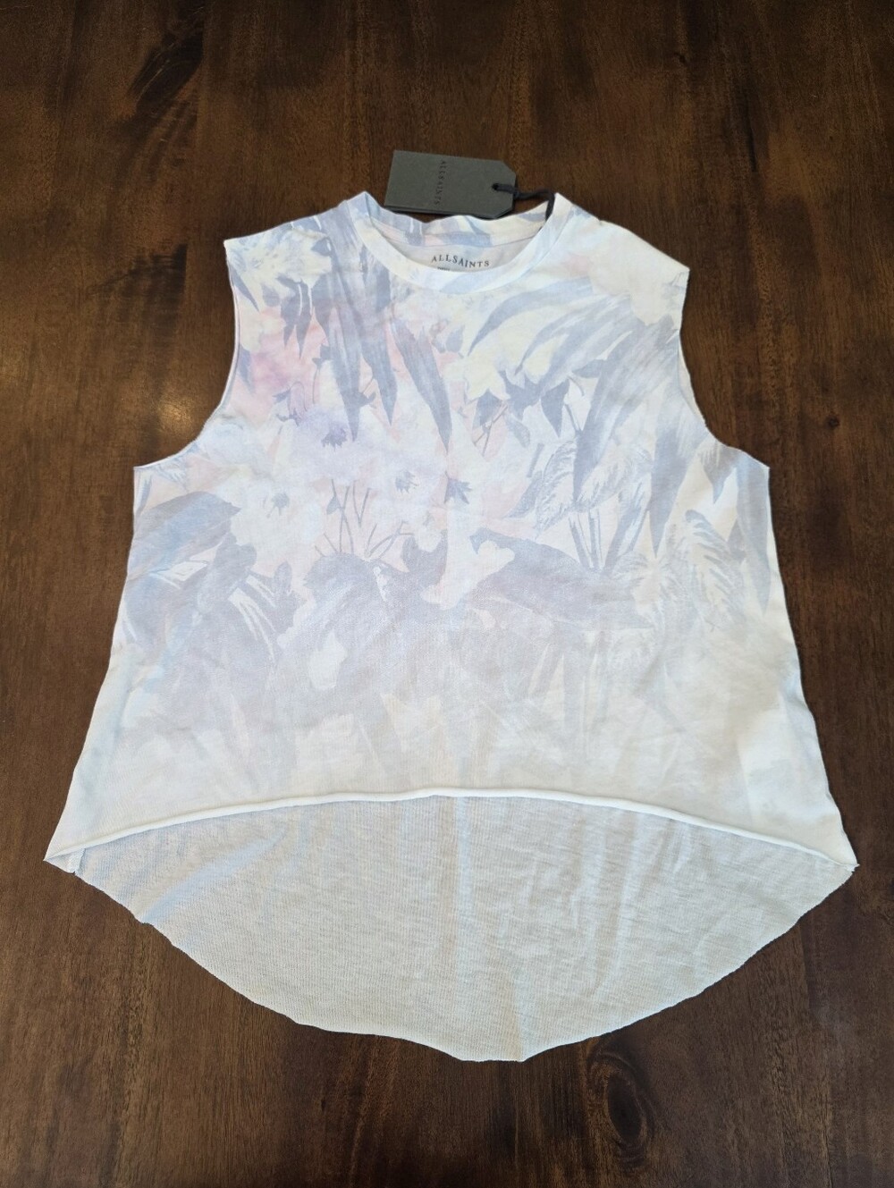 AllSaints Tropix Cropped Tank Top Chalk White Sz S NEW Sleeveless Crew Neck
